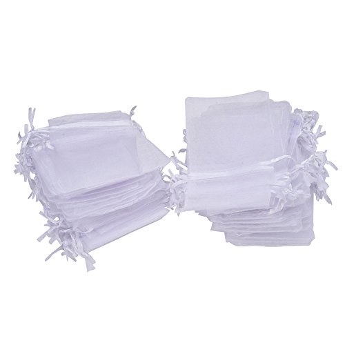 Mudder Bolsas de Organza de Joyas para Bodas, 100 Piezas (Blanco)