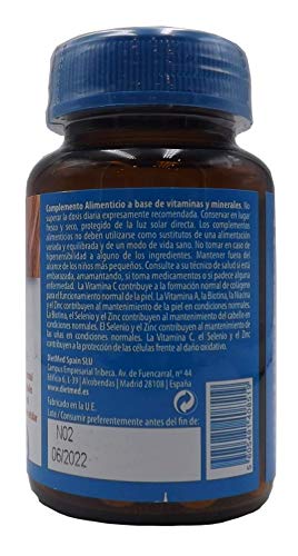 Naturmil Anticaída del Cabello, Biotina, MSM, Prolina, Lisina, Niacina, Zinc, Selenio, Vitamina A y C, para uñas fuertes piel sana, sin gluten, apto veganos, no GMO. crecimiento rápido del cabello