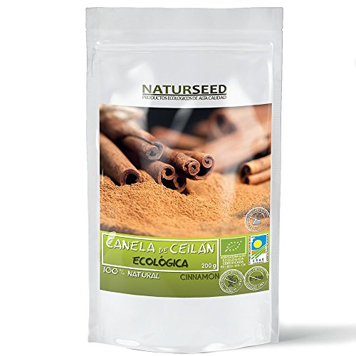 Naturseed Canela de Ceylan en Polvo Ecologica 200 gr - 100% Pura, Bio, Organica,Molida - Aromática - Galletas, Bizcocho, Arroz con Leche, Cafe, Té, Infusiones - Suplemento- Ebook recetas