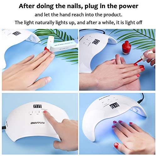 NAVANINO Lámpara Secadora de Uñas LED/UV para Esmalte de Uñas de Gel, Curado Luz en 3 modos para tiempo, Modo de calor bajo 99s y Pantalla LCD. Para Manicura/Pedicura Nail Art en el Hogar ect (40W)