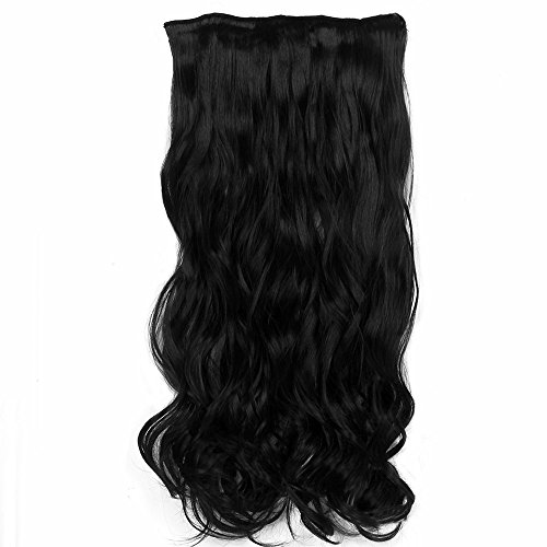 'Never País Beauty 22 Full de cabeza de clip en el pelo de verlangerungen Ombre Wavy Curly DIP Dye 7pcs 16 Clips Hair Extensions Hair Piece Natural Black