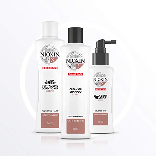 NIOXIN - Trial Kit (Champú, Acondicionador y Tratamiento) Sistema 3- CABELLO COLOREADO_DEBILITAMIENTO LEVE_HIDRATACION EQUILIBRADA -(300 ml + 300 ml + 100 ml)