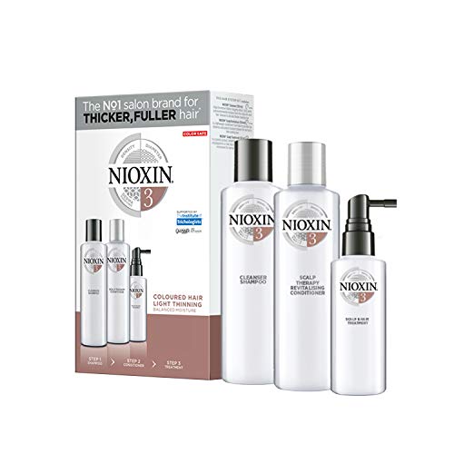 NIOXIN - Trial Kit (Champú, Acondicionador y Tratamiento) Sistema 3- CABELLO COLOREADO_DEBILITAMIENTO LEVE_HIDRATACION EQUILIBRADA -(300 ml + 300 ml + 100 ml)