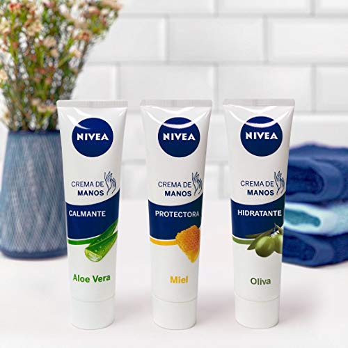 NIVEA Crema de Manos Hidratante Aceite de Oliva (1 x 100 ml), con ingredientes naturales para el cuidado de la piel seca, crema para conseguir una hidratación profunda