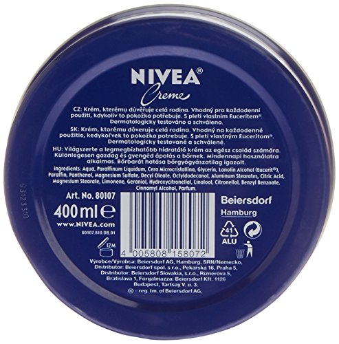 Nivea Creme Crema con Eucerit Afín a la Piel, Sin Conservantes - 400 ml