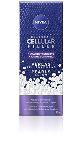 NIVEA Hyaluron Cellular Filler + Volumen y Contorno Serum Pearls (1 x 30 ml), sérum facial antiarrugas, sérum antiedad para mejorar el volumen, sérum de ácido hialurónico