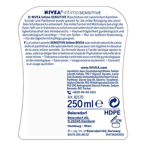 Nivea Intimo Limpieza Sensible Loción, 250 ml