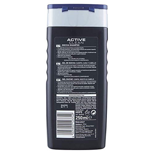 NIVEA Men Active Clean de ducha, 6 paquetes de 250 ML