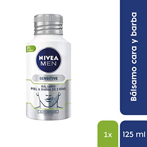 NIVEA MEN Sensitive Bálsamo Piel, bálsamo para barba de 3 días y para la piel del rostro, bálsamo after shave de cuidado facial para un alivio inmediato - 1 x 125 ml