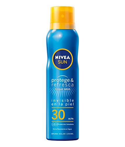 NIVEA SUN Protege & Refresca Spray Bruma Solar FP30 (1 x 200 ml), protector solar en spray transparente, refrescante y resistente al agua