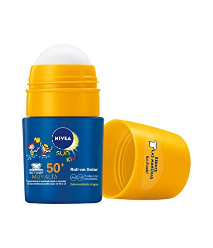 NIVEA SUN Roll-On Solar Niños Protege & Juega FP50+ (1 x 50 ml), protector solar roll-on para niños, crema solar resistente al agua, protección solar muy alta