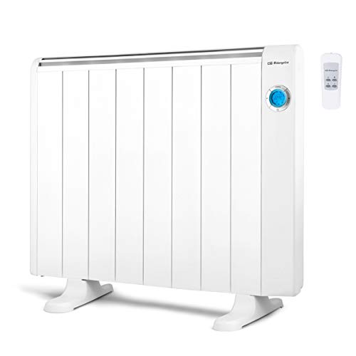 Orbegozo RRE 1510 Emisor Térmico Bajo Consumo, 8 Elementos de Calor, Pantalla Digital LCD, Mando a Distancia, Funcionamiento Programable, 1500 W, Aluminio, Color blanco