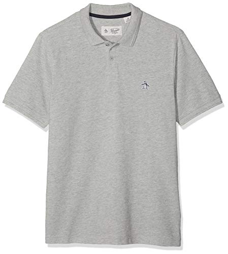 ORIGINAL PENGUIN Raised Ribbed Polo, Gris (Rain Heather 080), Small para Hombre