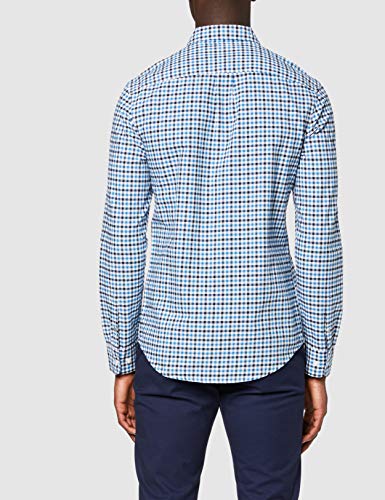 ORIGINAL PENGUIN Tattersal Camisa, Azul (Deep Water 421), X-Small (Talla del Fabricante: X Small) para Hombre