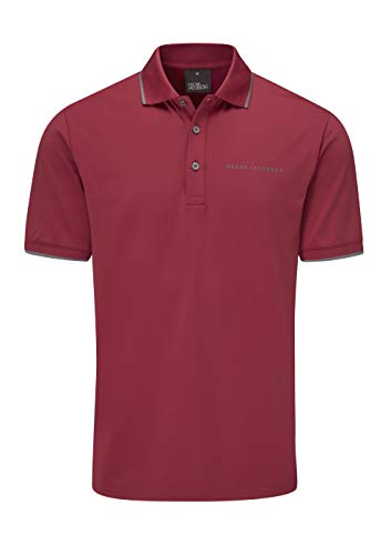 Oscar Jacobson Camden Mens Golf Polo Shirt Camisa, Hombre, Rojo Oscuro, Small