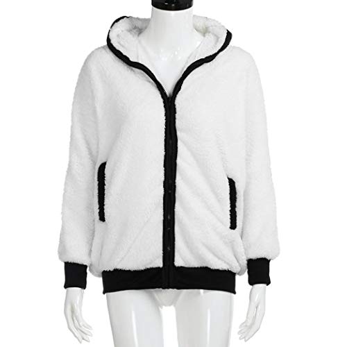 Overdose Lindo Oso Oreja Panda Invierno CáLido con Capucha Capa Mejor Venta Nuevo Regalo Mujeres con Capucha Chaqueta Ropa Exterior Tops Blusa (Large, Blanco)