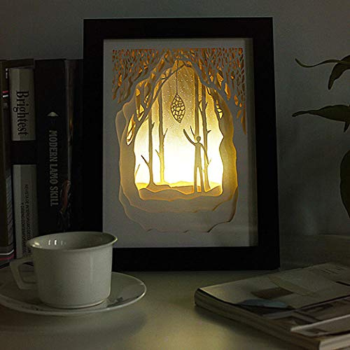 Paisaje Tridimensional Pintura Decorativa Luz Nocturna Luz 3D Sombra Lámpara De Talla De Papel Regalo De Cumpleaños Del Día De San Valentín Para Hombres Y Mujeres Amigos Accesorios Para El Hogar@V