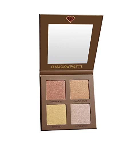 Paleta De Iluminadores De Maquillaje Coloretes En Polvo - Polvos Bronceadores Highlighter Paleta Maquillaje Profesional Con Espejo - 4 Altamente Pigmentados Colores Brillante - Vegano, Hipoalergénico