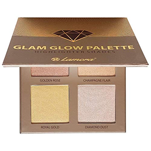 Paleta De Iluminadores De Maquillaje Coloretes En Polvo - Polvos Bronceadores Highlighter Paleta Maquillaje Profesional Con Espejo - 4 Altamente Pigmentados Colores Brillante - Vegano, Hipoalergénico