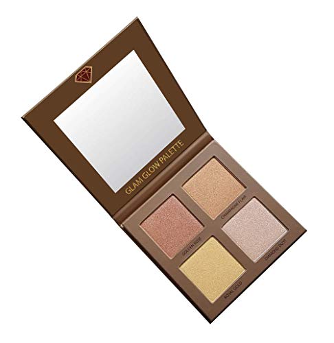 Paleta De Iluminadores De Maquillaje Coloretes En Polvo - Polvos Bronceadores Highlighter Paleta Maquillaje Profesional Con Espejo - 4 Altamente Pigmentados Colores Brillante - Vegano, Hipoalergénico