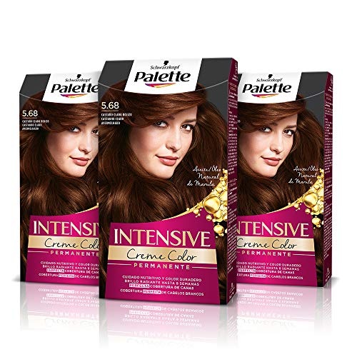 Palette Intense Cream Coloration Intensive Coloración del Cabello, 5.68 Castaño Rojizo - Pack de 3