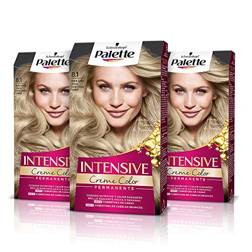 Palette Intense Cream Coloration Intensive Coloración del Cabello 8.1 Rubio Claro Ceniza - Pack de 3