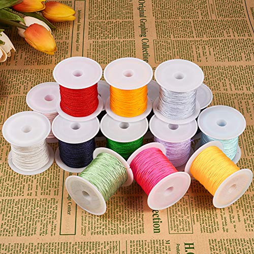 PandaHall 15 Colori 15 Rolls Hilo de Nylon para Hilo para trenzar Pulseras Collares bisuteria Nudo Chino Hilo para enfilar Abalorios Manualidades DIY 0.8mm