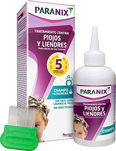 Paranix Champú Antipiojos Tratamiento para Eliminar Piojos y Liendres sin Insecticidas, contra Infestaciones de Piojos 100% Efectivo Contra Piojos en 5 Minutos, Incluye Lendrera Metálica, 200 ml