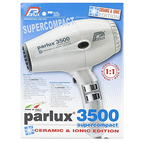 Parlux 3500 Super Compact Secador de pelo de cerámica con iones, 2000 W, Rojo