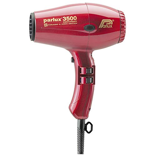 Parlux 3500 Super Compact Secador de pelo de cerámica con iones, 2000 W, Rojo