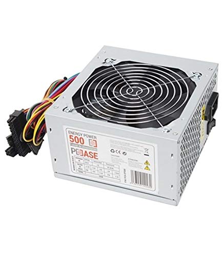 PCCASE EP-500 Unidad de - Fuente de alimentación (500 W, 220 V, 50-60 Hz, 5 A, 12V,+3.3V,+5V,+5Vsb,12V, 20 A), Plata