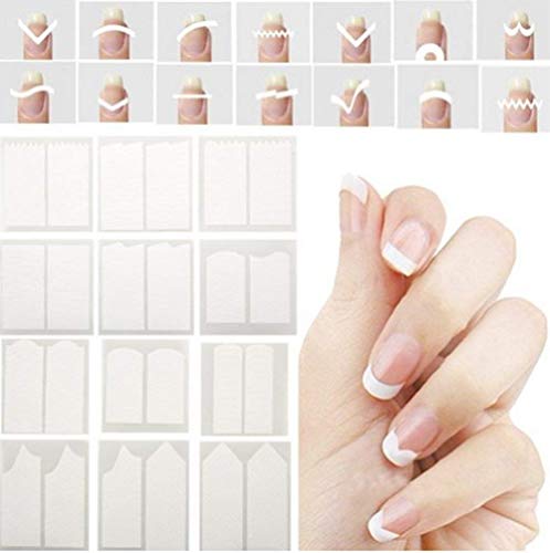 Pegatinas de uñas francesas Manicura Puntas de uñas Pegatinas de guía de línea de sonrisa Pegatinas de guía de línea de arte de uñas Consejos de maquillaje Maquillaje 24 hojas/Set