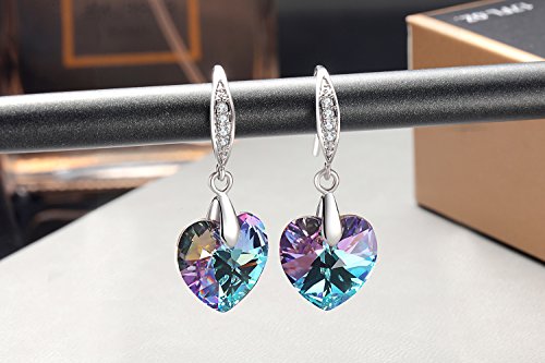 Pendientes de Corazón Swarovski Pendientes Joyería de Moda Para Mujer Chica Morado