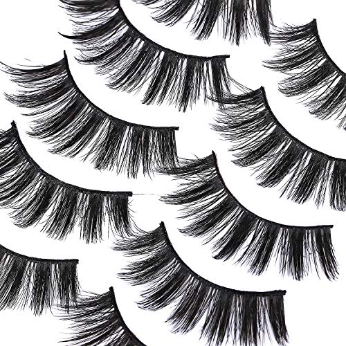 Pestañas Postizas de Pelo Artificial 3D Mixtas 15 Pares Multipack, Tiras Completas, Natural Pestañas Falsa Largas Gruesas Maquillaje de Ojos para Fiesta de Boda, 5 Estilos