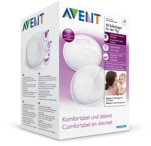 Philips Avent SCF254/60 - Discos absorbentes de día para los pechos (60 unidades)