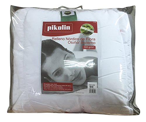 Pikolin Home - Edredón/Relleno nórdico de fibra antiácaros, otoño-invierno, 300gr/m², color blanco, 150x220cm-Cama 80/90 (Todas las medidas)