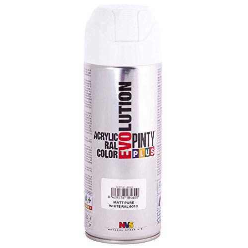 PINTYPLUS EVOLUTION 600 Pintura Spray Acrílica 520cc Matt Pure White, Blanco Mate Ral 9010, Estándar