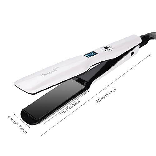 Plancha De Pelo Profesional, Plancha De Pelo, Placa Calefactora Más Ancha, Plancha De Pelo Con Pantalla Lcd, Herramienta De Peinado Ptc, Blanco