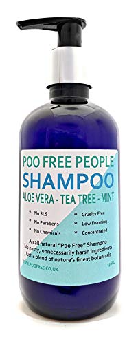 POO FREE Natural - CHAMPÚ con Aloe Vera, ARBOL del TÈ & Menta - 250ml Sulfatos, Sin Parabenos, Sin Silicona. Concentrado, Fàcil de Enjuagar.