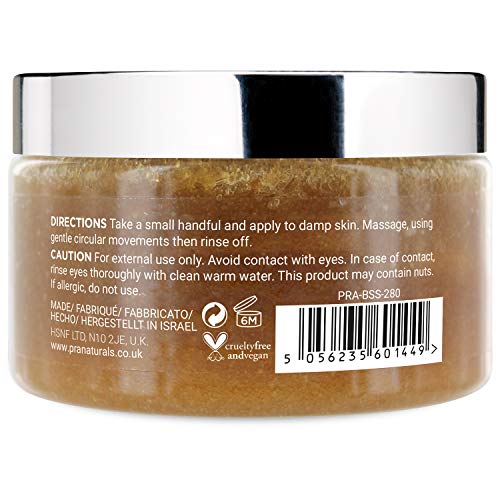 PraNaturals Exfoliante Corporal de Azúcar Moreno - Exfoliante Corporal Natural - Elimina Suavemente las Células Muertas y Secas de la Piel - 280g