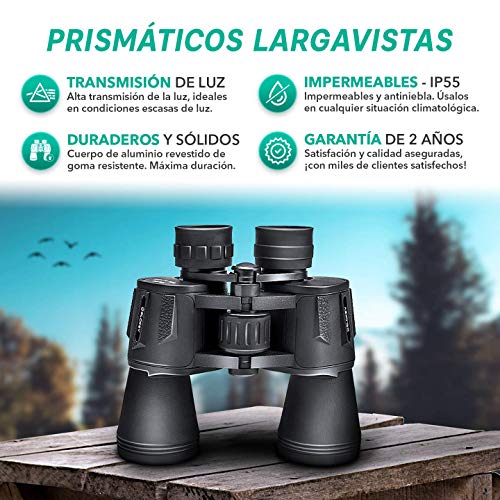 Prismáticos 10x50 Slokey – Binoculares Largavista Profesionales, de Largo Alcance y Potentes para Adultos. Ideales para Caza, Astronomía, Observación de Aves y Camping. Incluye Funda, Correa y Gamuza