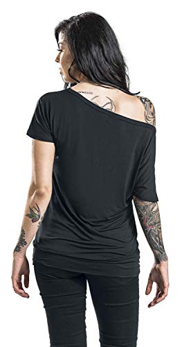 Queen Repeat Logo Mujer Camiseta Negro L, 95% Viscosa, 5% elastán, Ancho