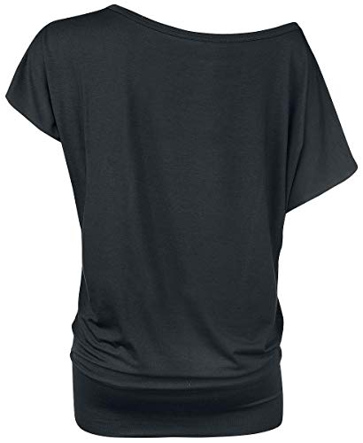 Queen Repeat Logo Mujer Camiseta Negro L, 95% Viscosa, 5% elastán, Ancho