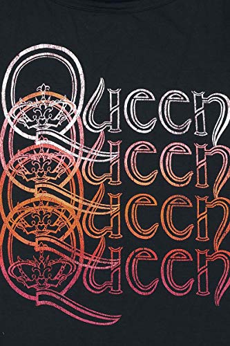 Queen Repeat Logo Mujer Camiseta Negro L, 95% Viscosa, 5% elastán, Ancho