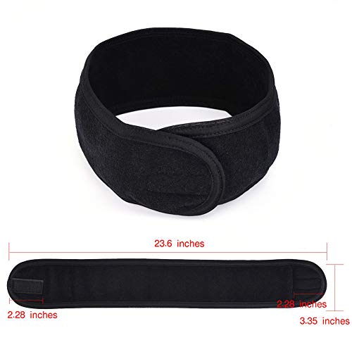 Queta pelo banda para maquillaje, cosméticos cinta Rizo, ajustable pelo – Banda con velcro 3pcs (Negro)