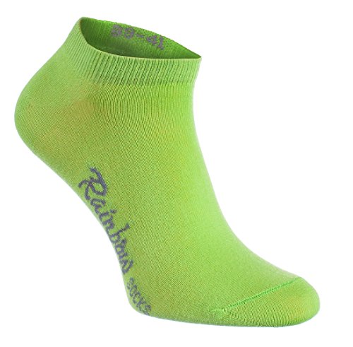 Rainbow Socks - Hombre Mujer Calcetines Cortos Colores de Algodón - 12 Pares - Negro Blanco Gris Púrpura Azul Marino Azul de Vaqueros Naranja Rojo Amarillo Verde de Mar Merde Fucsia - Talla 39-41