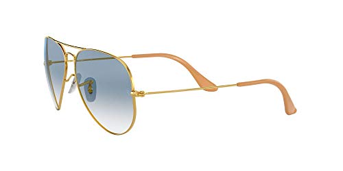 Ray-Ban Aviator Gafas de Sol, Dorado (Marco: Dorado, Lente: Dark BLU 001/3F), 58 para Hombre