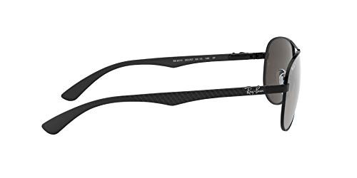 Ray-Ban Carbon Fibre Gafas de sol, Aviador, Polarizadas, 58, Black (frame: black (glossy), lenses: gray polarized mirror 002 / K7)