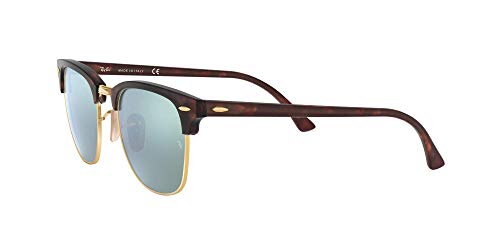 Ray-Ban Clubmaster - Gafas de sol para hombre, Marrón (Marco: Havana, Vidrio: Plateado Flash 114530), 51 milímetros