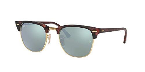 Ray-Ban Clubmaster - Gafas de sol para hombre, Marrón (Marco: Havana, Vidrio: Plateado Flash 114530), 51 milímetros